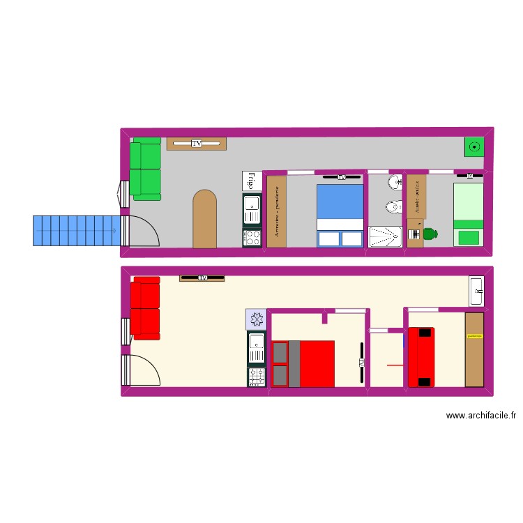 Fabrice - David. Plan de 8 pièces et 67 m2