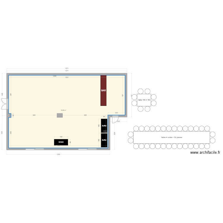 sixtien. Plan de 1 pièce et 135 m2