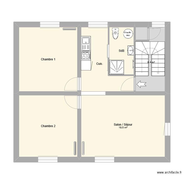 A Agasse. Plan de 7 pièces et 67 m2