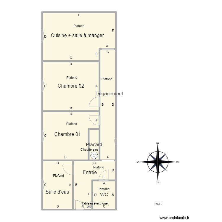 0_CroquisPb_Appart7_SCI_PaulBert. Plan de 8 pièces et 90 m2