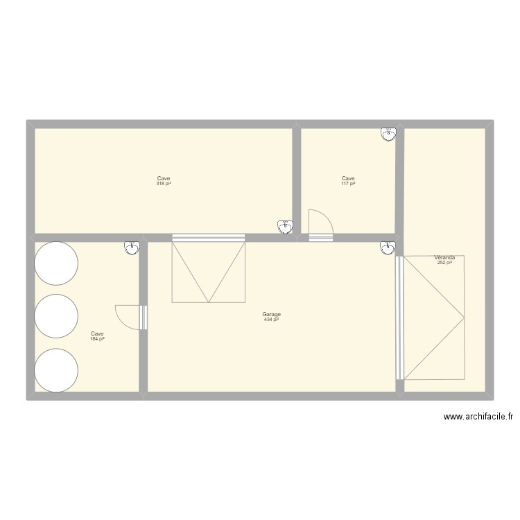 cuverie. Plan de 5 pièces et 121 m2