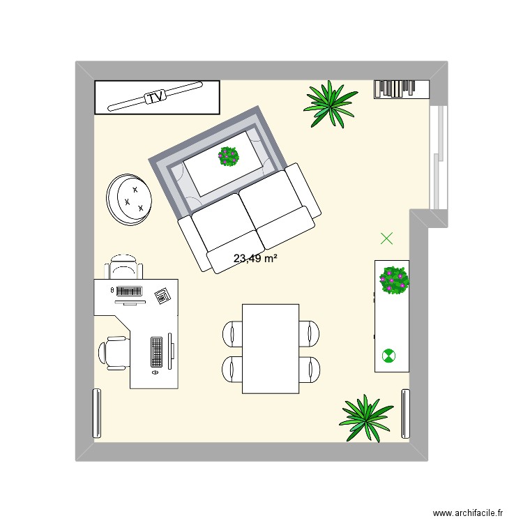 Salle Valentin BIS. Plan de 1 pièce et 23 m2