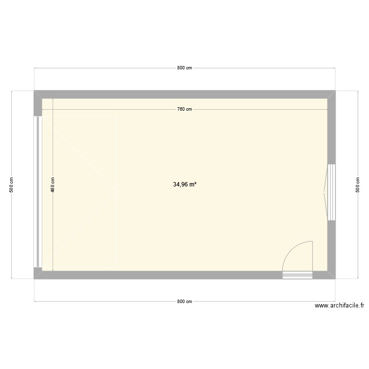 Plan de masse proche 2. Plan de 1 pièce et 35 m2