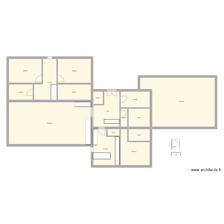 plan définitif 1. Plan de 16 pièces et 227 m2