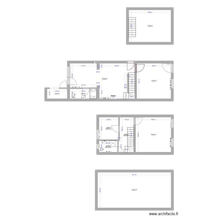 Vincent-sdb-etage+chambre. Plan de 8 pièces et 132 m2