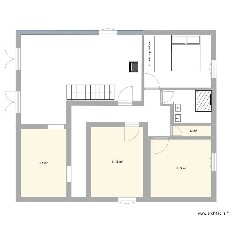 Maison gaillan 1. Plan de 4 pièces et 33 m2