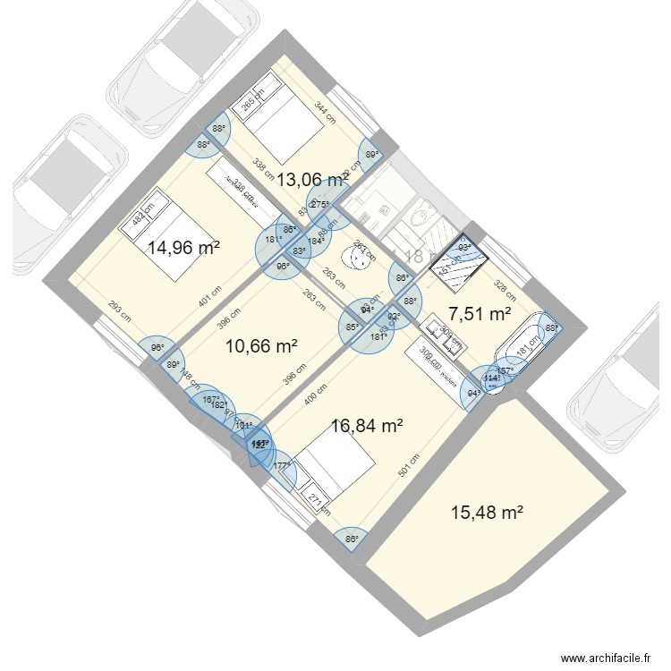 projet 2 - d'apres plan cadastre - 1 maison familiale. Plan de 11 pièces et 161 m2