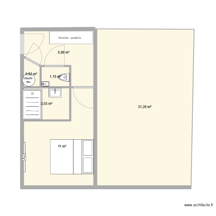 GARAGE BON. Plan de 6 pièces et 53 m2