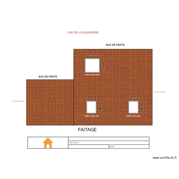 Vue du dessus rampant avant EXISTANT2. Plan de 0 pièce et 0 m2