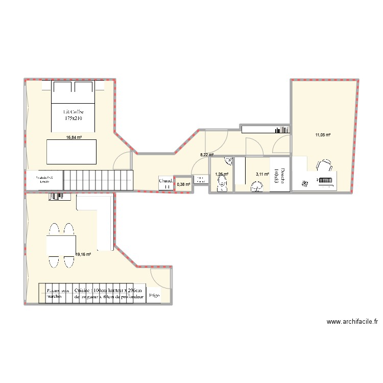 VILLA SDE DIFF. Plan de 7 pièces et 60 m2