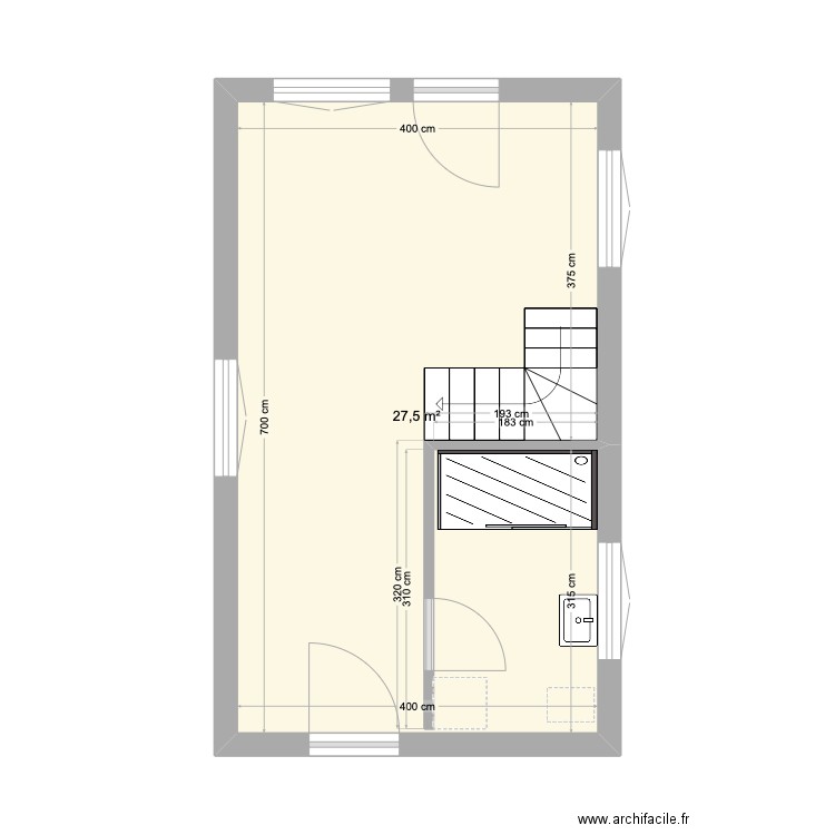 plan 2. Plan de 1 pièce et 28 m2