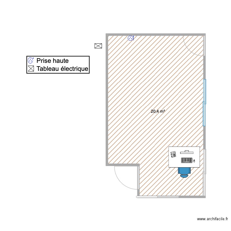 bureau extension. Plan de 1 pièce et 20 m2