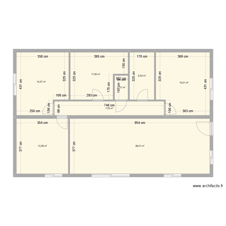 Maison Karinette Pessac. Plan de 8 pièces et 104 m2