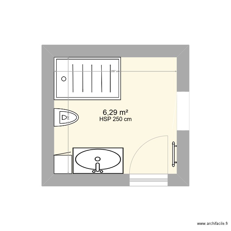 Campin. Plan de 1 pièce et 6 m2