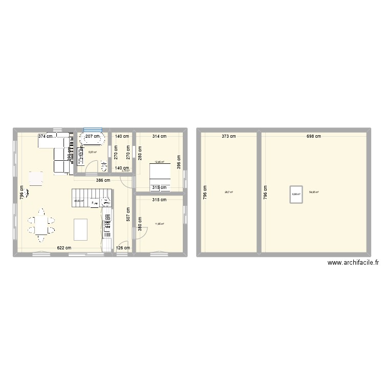 Maison. Plan de 8 pièces et 169 m2