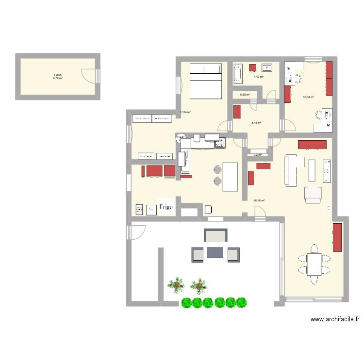 MAISON VALENCE. Plan de 8 pièces et 104 m2