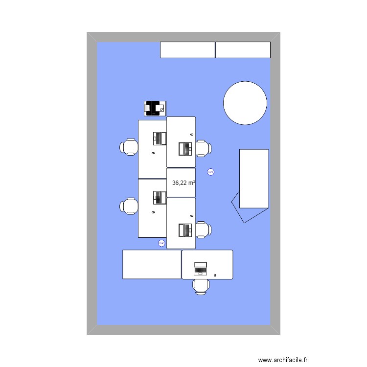 Bureau projet. Plan de 1 pièce et 36 m2