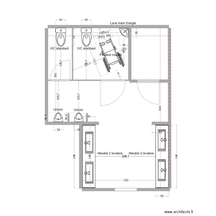 sanitaires FZTO. Plan de 0 pièce et 0 m2