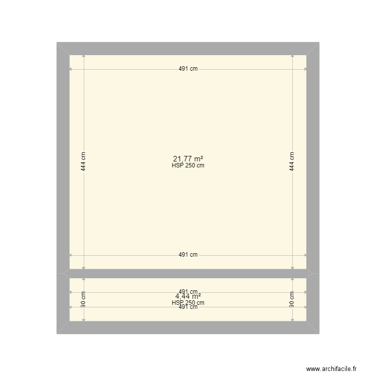 LOCAL BORA. Plan de 2 pièces et 26 m2