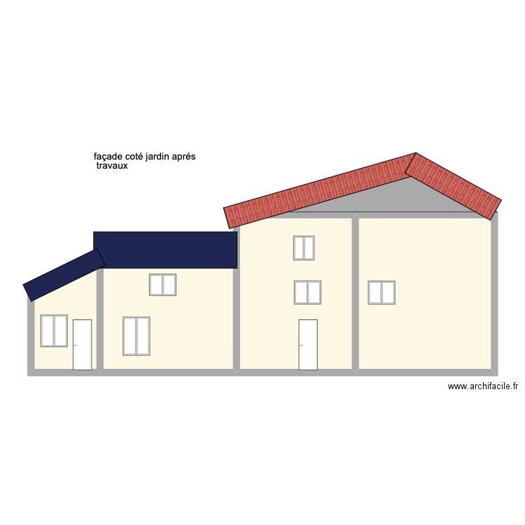 vendin façade coté jardin aprés travaux. Plan de 4 pièces et 112 m2