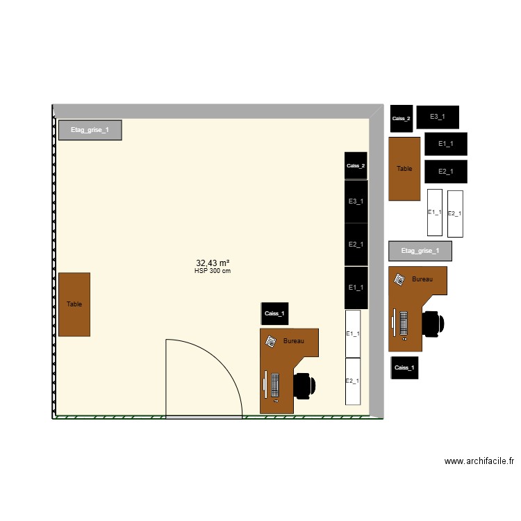 S1_Mobilier. Plan de 1 pièce et 32 m2