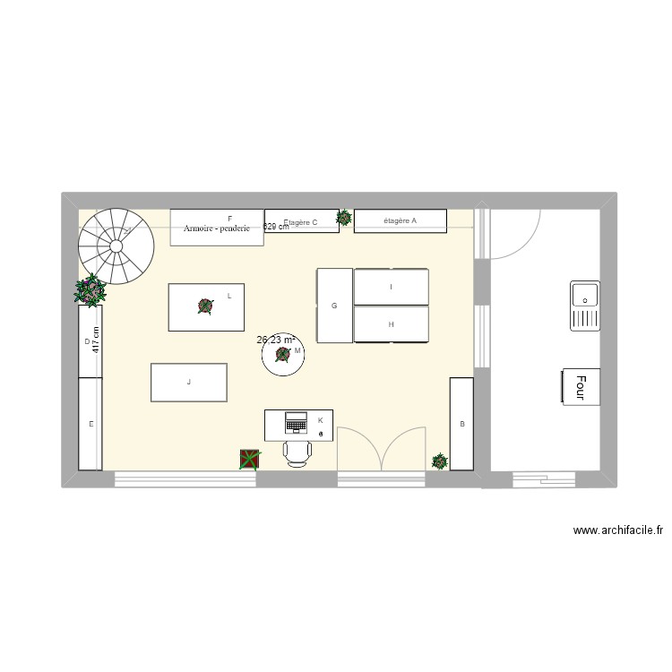 bc2 chapitre 4 application 3. Plan de 1 pièce et 26 m2