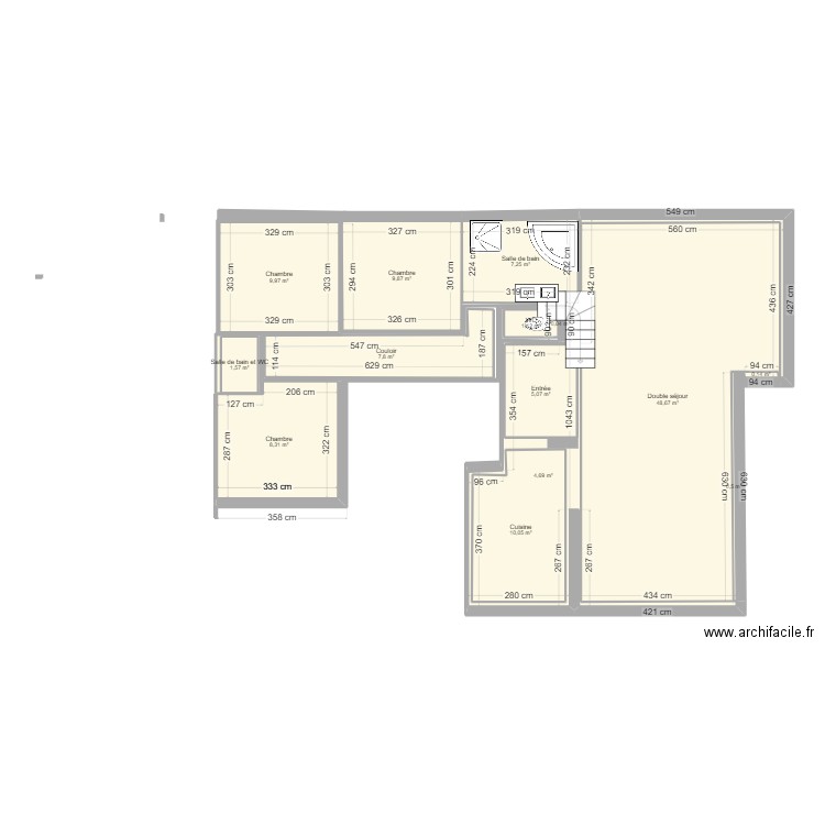 La verdière 2. Plan de 14 pièces et 132 m2