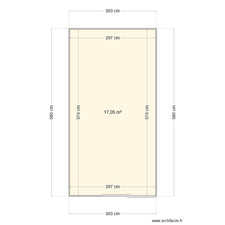 veranda. Plan de 1 pièce et 17 m2