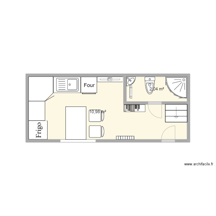 Tiny House. Plan de 2 pièces et 13 m2