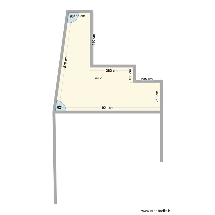 Nilvange chantier. Plan de 1 pièce et 42 m2