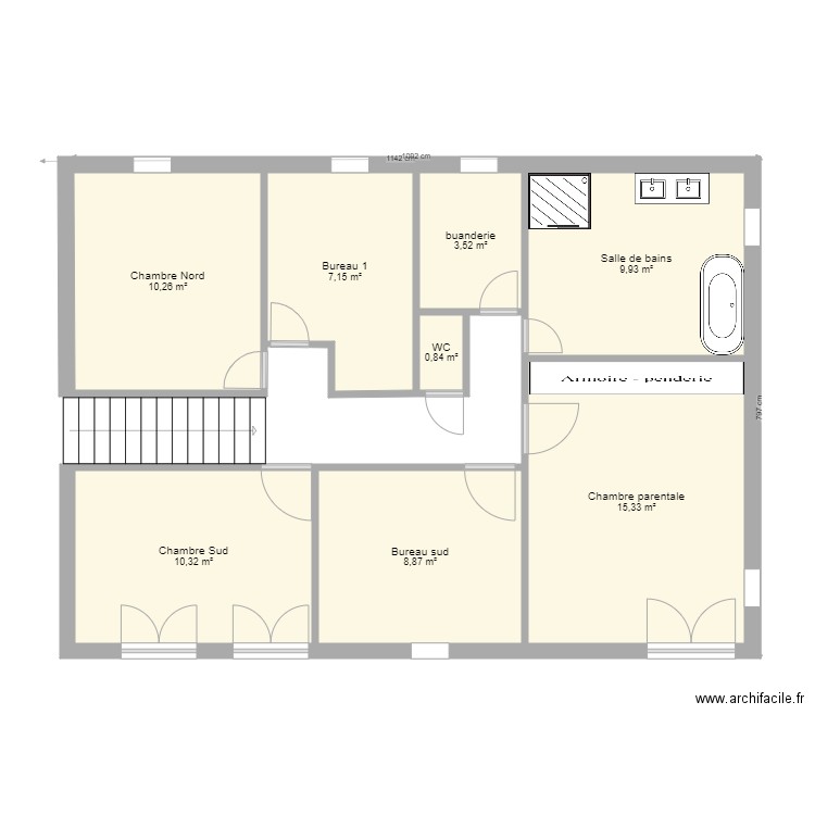 Plan limonest base 1. Plan de 8 pièces et 66 m2