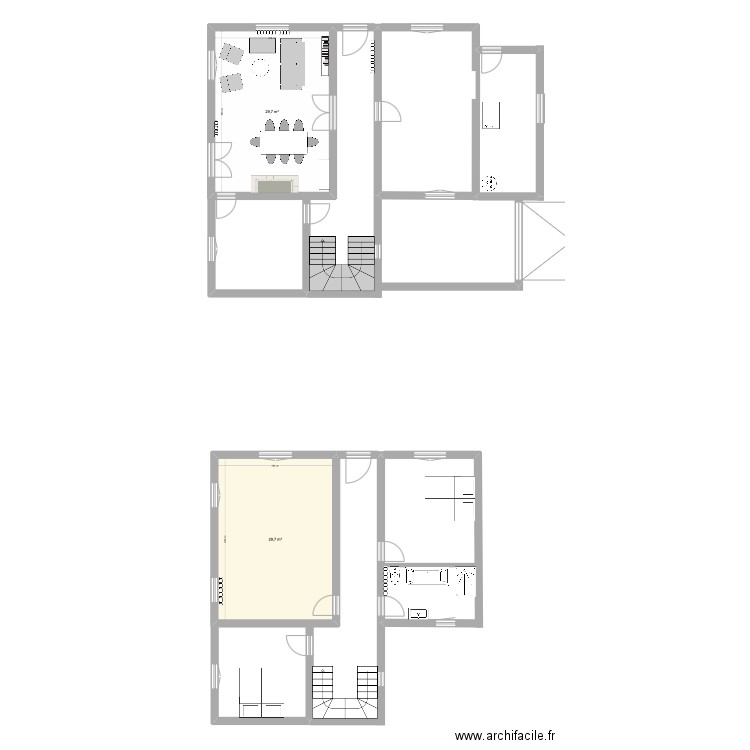 m17600. Plan de 1 pièce et 30 m2