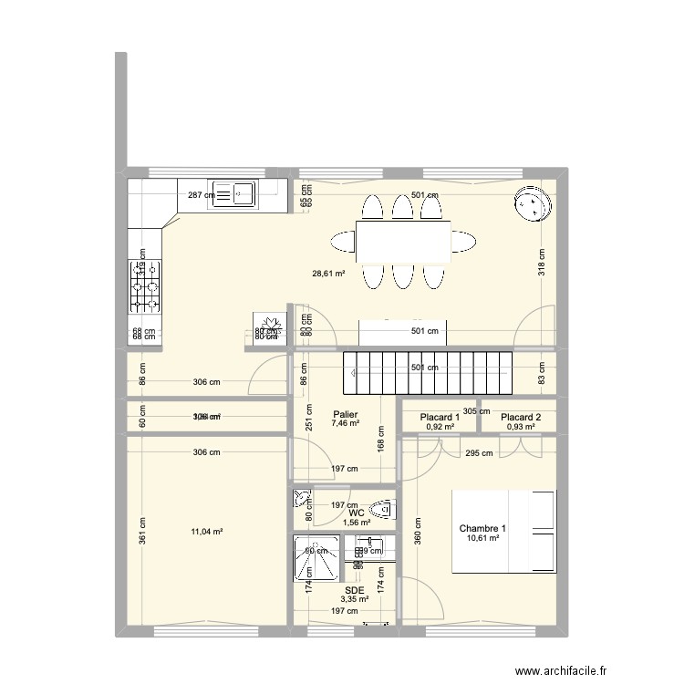 Motte Brulon 2ème maison Courant V2. Plan de 9 pièces et 66 m2