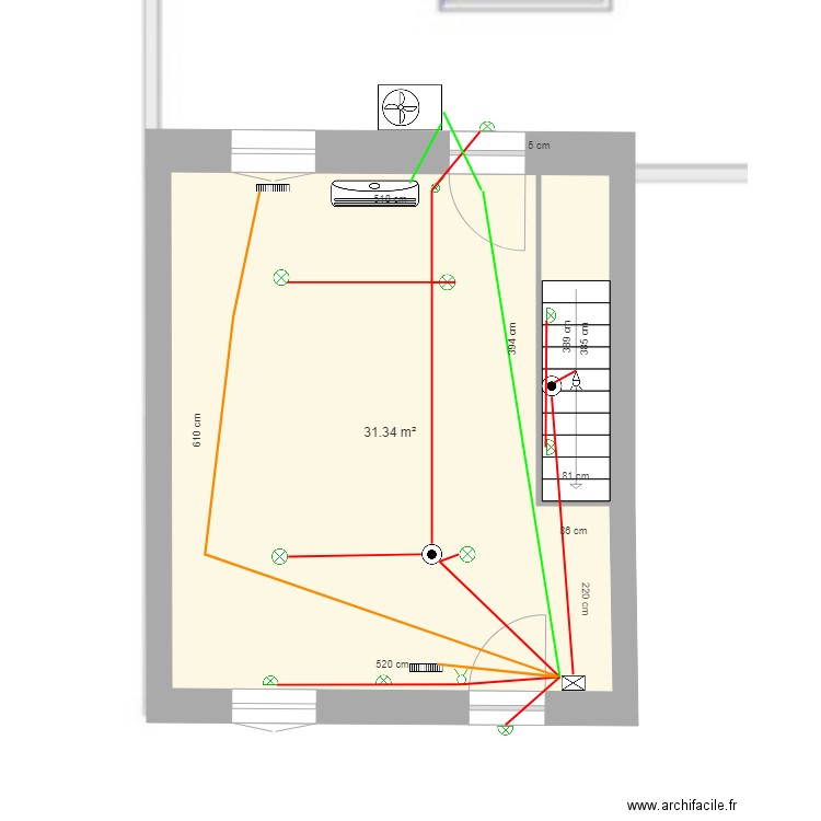 Mélanie RDC écl+rad. Plan de 1 pièce et 31 m2