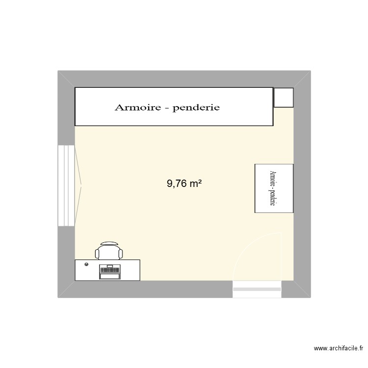 bureau dressing . Plan de 1 pièce et 10 m2