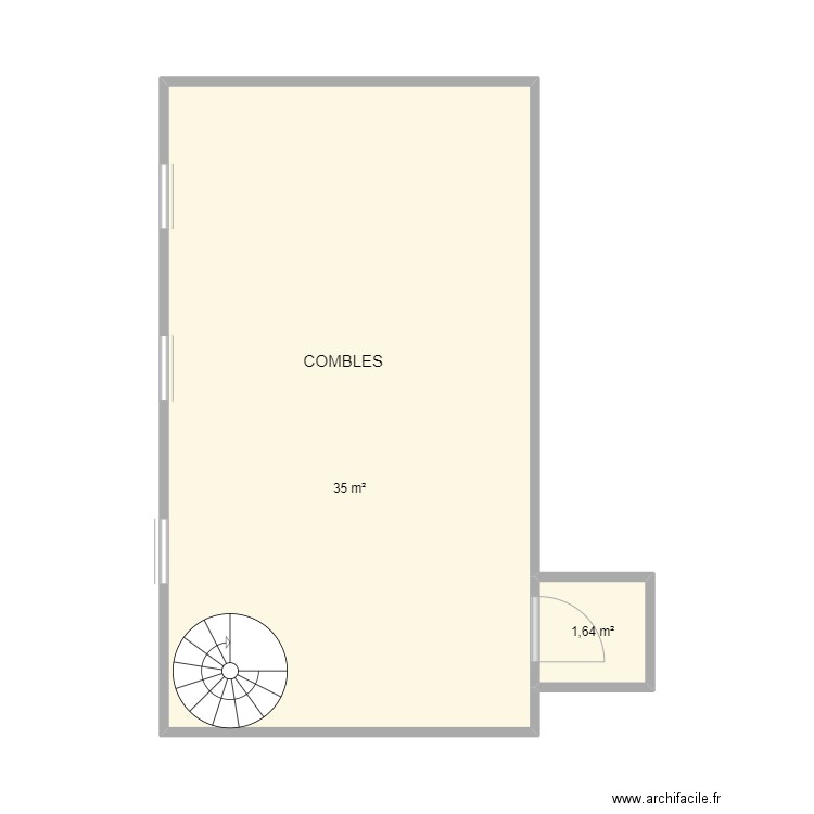 COMBLES  - JACQUART. Plan de 2 pièces et 37 m2