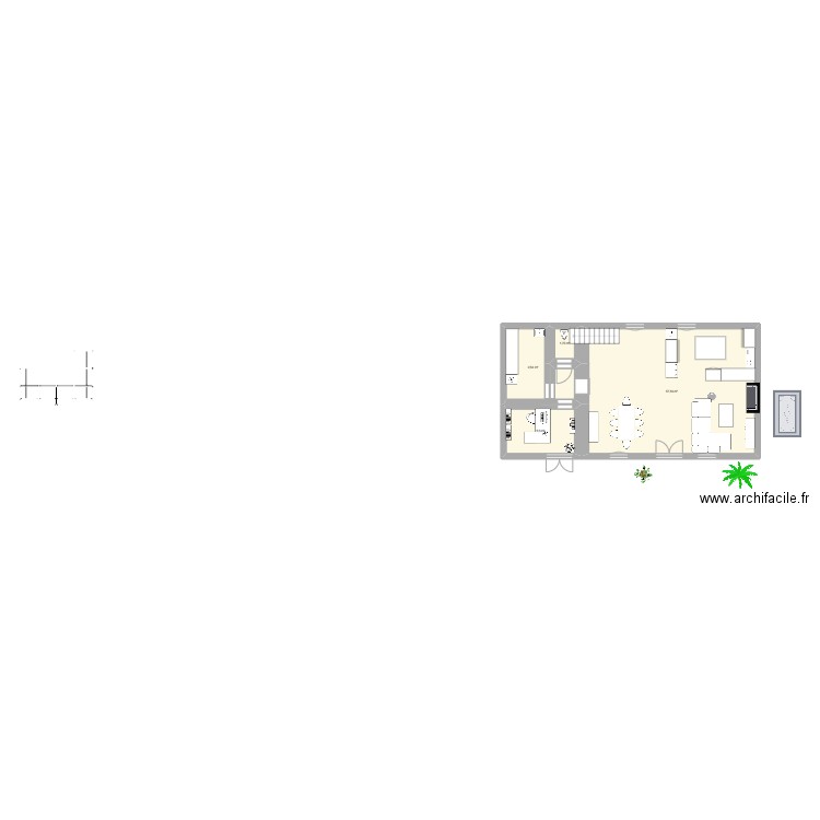 Romazy RDC. Plan de 4 pièces et 78 m2