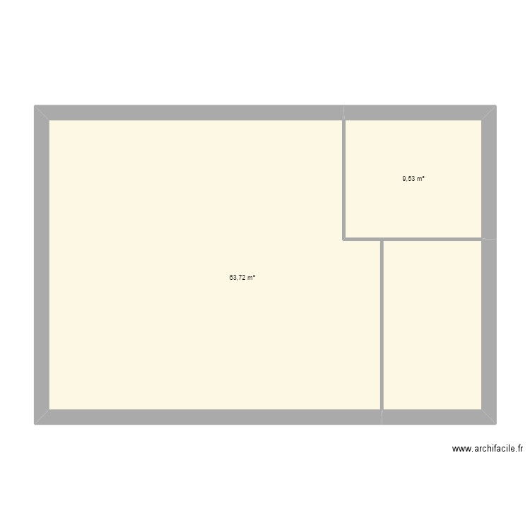 maison a finir. Plan de 2 pièces et 73 m2