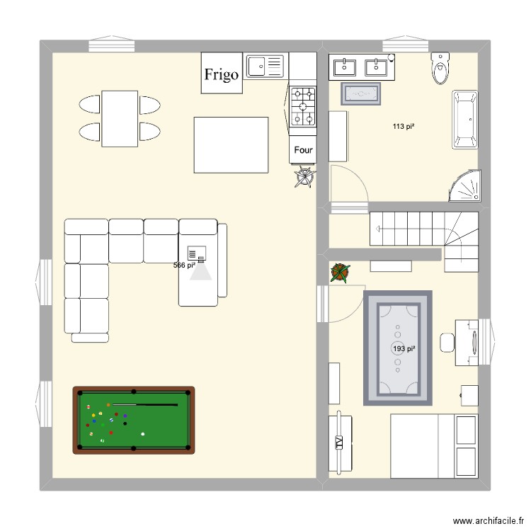 Un nouveau sous sol. Plan de 3 pièces et 81 m2