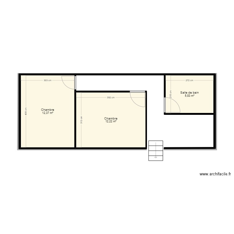 Comble. Plan de 3 pièces et 30 m2