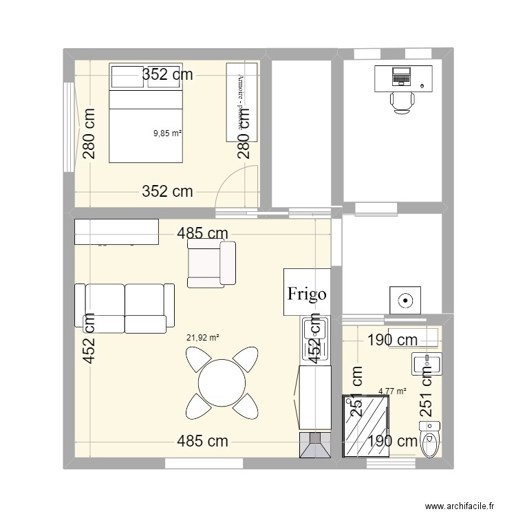 castelnau haut. Plan de 4 pièces et 36 m2