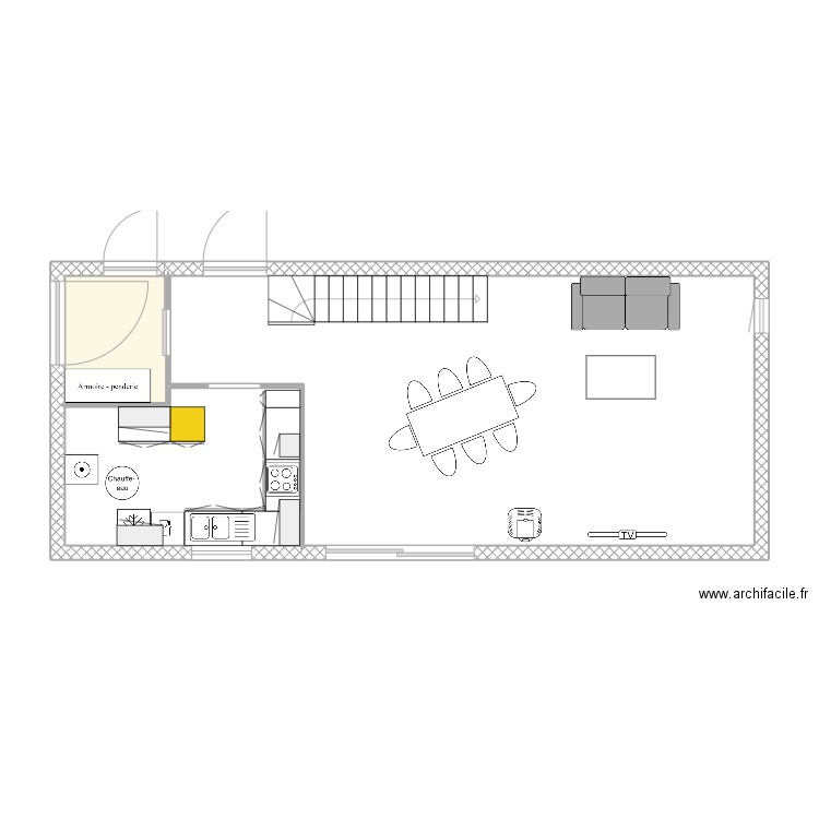 sam annexe. Plan de 3 pièces et 56 m2