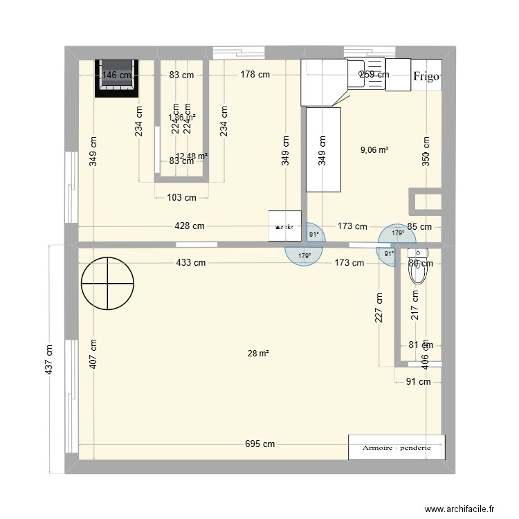 appart240720. Plan de 4 pièces et 51 m2