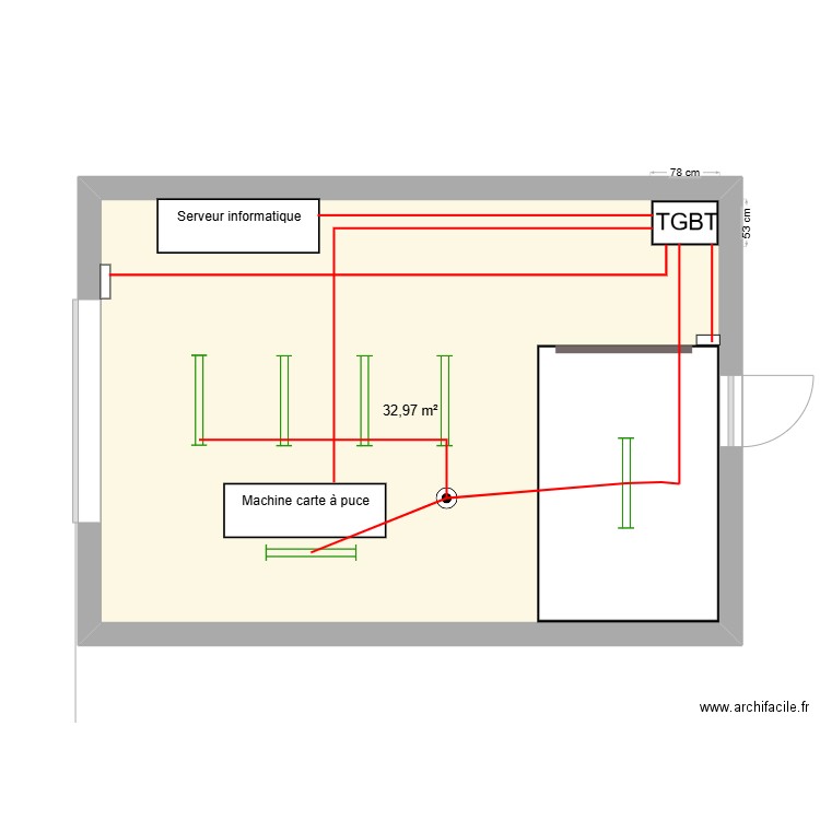 Elec. Plan de 1 pièce et 33 m2