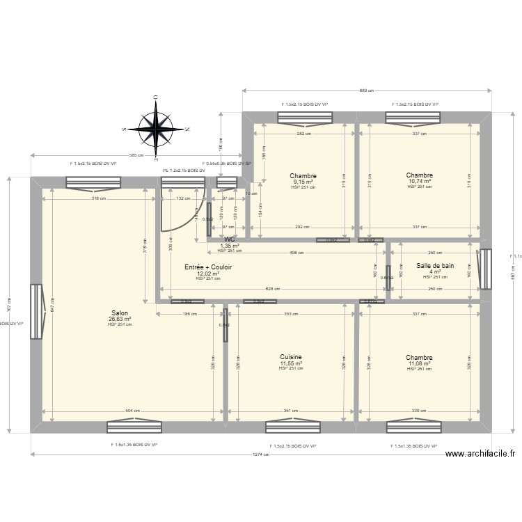 ML25003654 ABSIL. Plan de 8 pièces et 87 m2