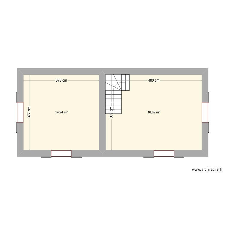 maisoncampagne. Plan de 2 pièces et 32 m2