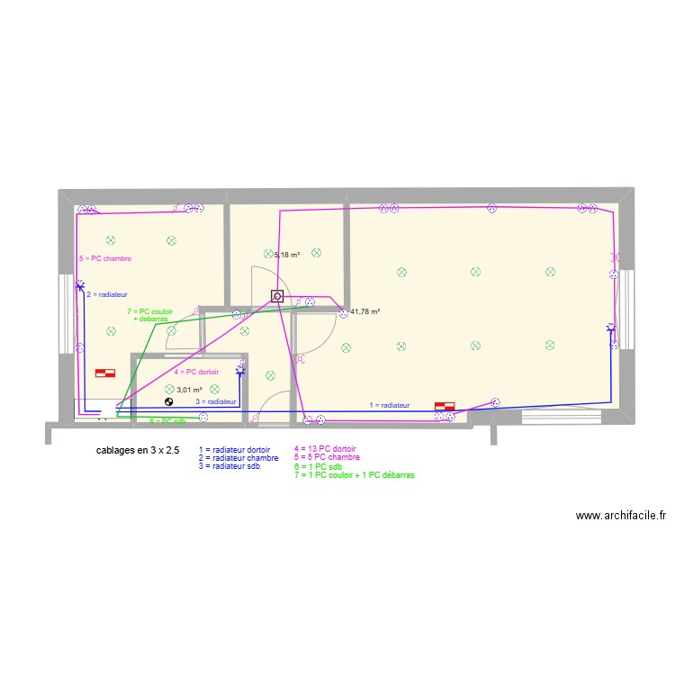 ext_elec_PC_radiateur_v3. Plan de 3 pièces et 50 m2