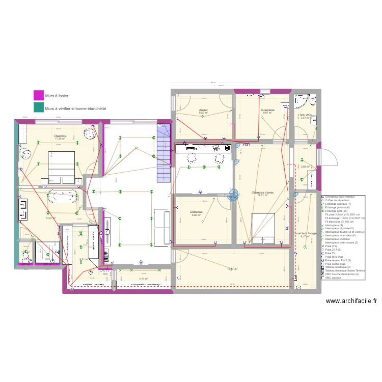 schema elec v4. Plan de 27 pièces et 313 m2