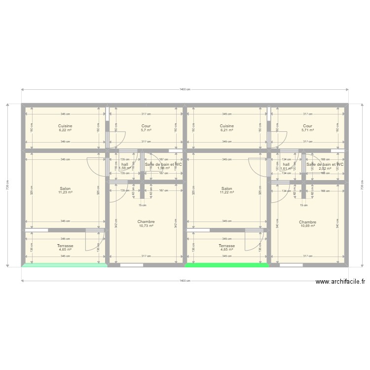 ZAKARIKO 2. Plan de 14 pièces et 84 m2