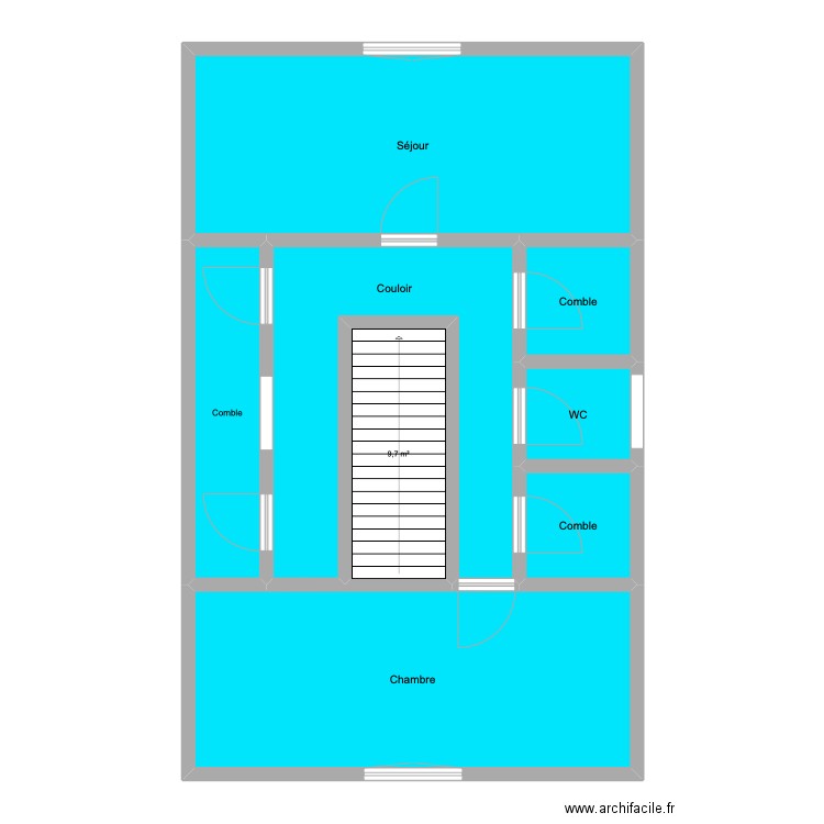 Verdiers 3 - 1er étage. Plan de 8 pièces et 116 m2